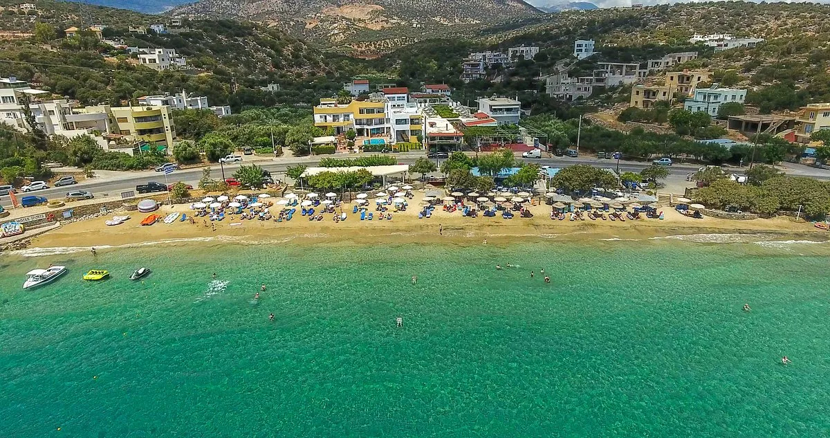 Aerial view of Ammoudara Beach and the coastline west of Heraklion