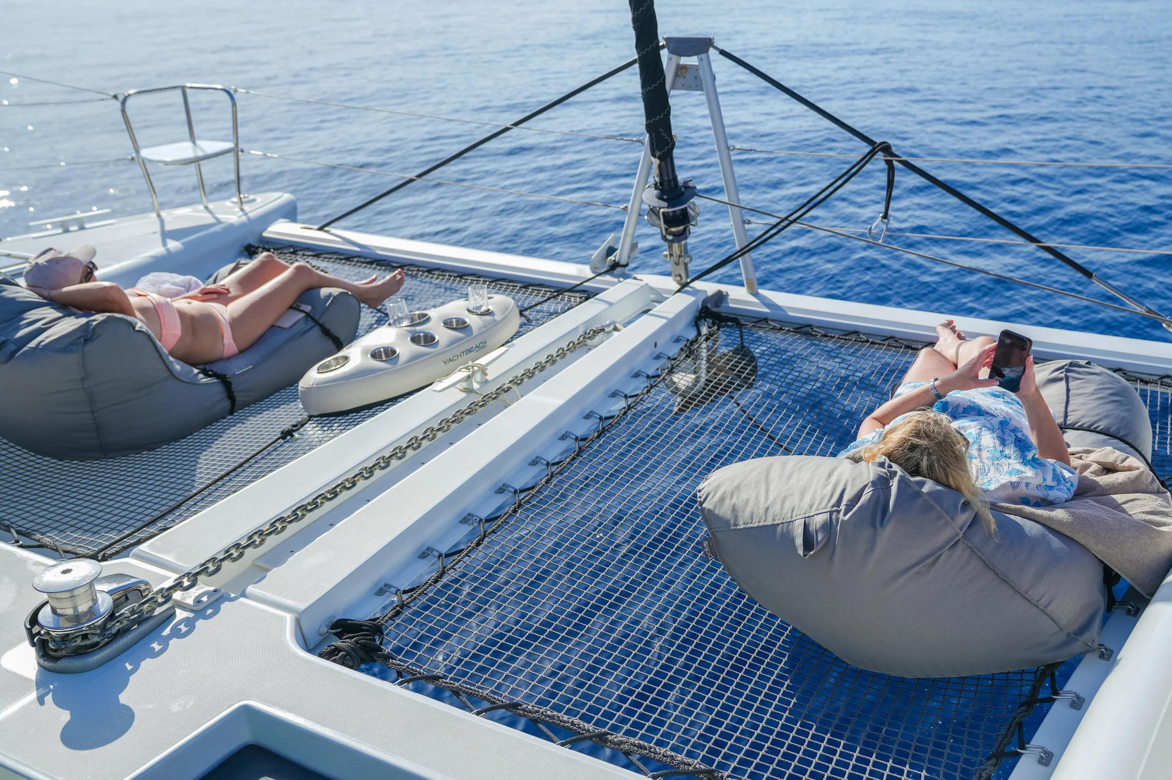 Chilling in catamaran